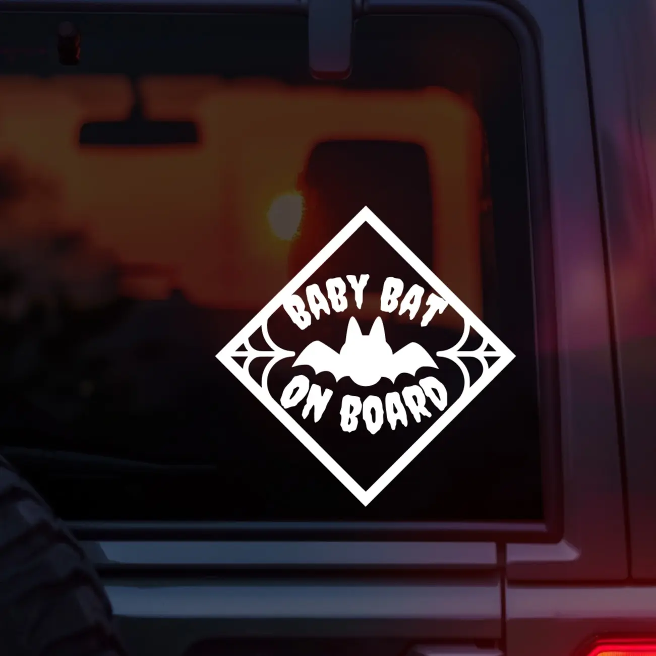 Baby Bat On Board Vinyl Car Decal, Cute Spooky Bat Decal for Emo Parents, Goth Moms & Dads, Alt Families & Halloween Lovers, Creepy Cute Car Accessory for Rear Window or Bumper, Perfect Gift for New Parents with Dark Alternative Style