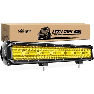 Nilight LED Light Bar 20Inch 420W Yellow Flood Spot Combo Triple Row Driving Lamp Roof Bumper Off Road LED Work Lights Pods for Van Camper Wagon Car Pickup Golf Cart ATV UTV SUV Truck Boat dealsforyoudays