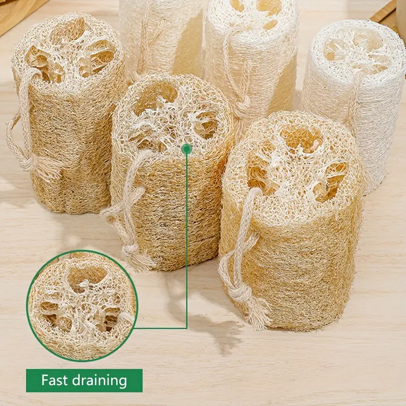 2pcs Natural Loofah Sponge Towels: Exfoliating Scrub for Shower Gel, Body Massage, Dishwashing & More! Body Scrubber Exfoliating Bath Sponge Exfoliating Bath Washcloth Bath Accessories