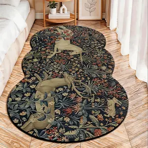 Vintage Forest Deer Unicorn Style Velvet Rug, Non-Slip Design, Perfect for Bedroom/living Room/bathroom, All Seasons