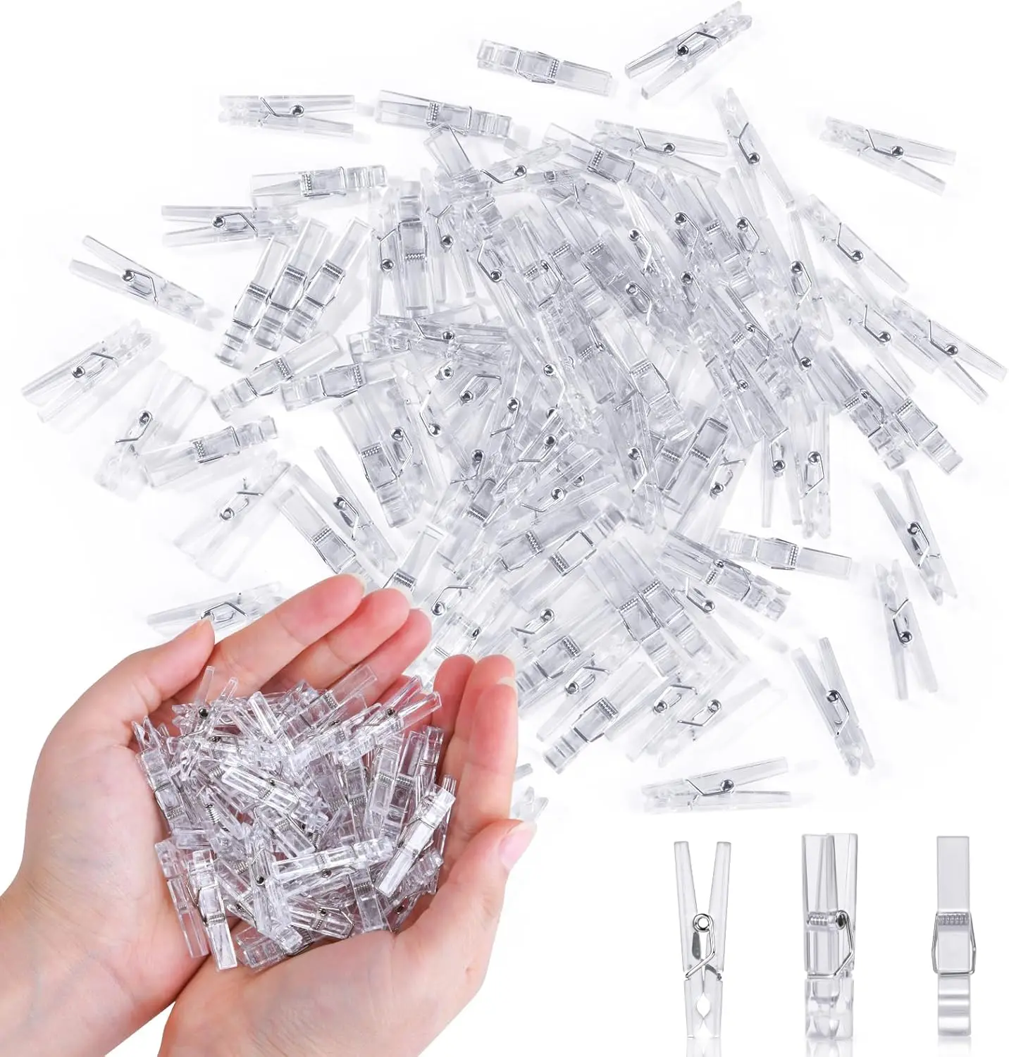 100 count Clear Clothes Pins for  Shower  Boy Girl,  Clothes Pin Bulk, 1.4 Inch Mini Clothespins for Photos, DIY Crafts,  Shower  Prop, Party Decorations Favors