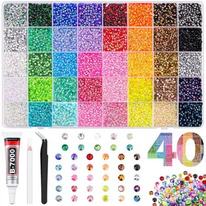DIY Rhinestone Bedazzling Kit – 24/40 Grids of Colorful Flat Back Gems, Perfect for Nail Art, Crafts & Glam DIY Projects