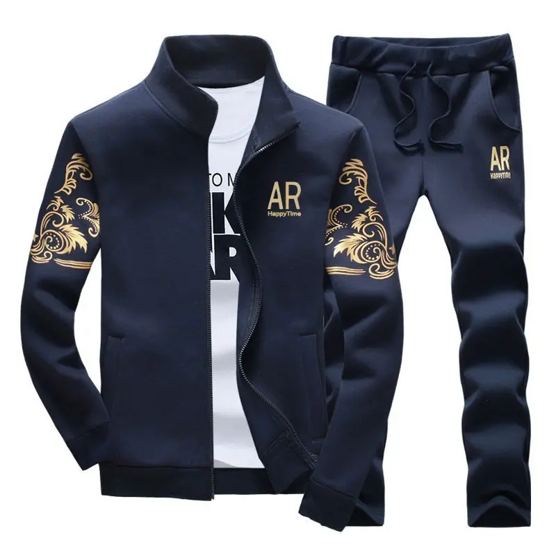 Men's 2-Piece Outfit Winter & Autumn Walking Hiking Clothes Machine Washable Slim Fit Comfortable Sports Jacket & Sweatshirt Set for Men Athletic Fashion Activewear