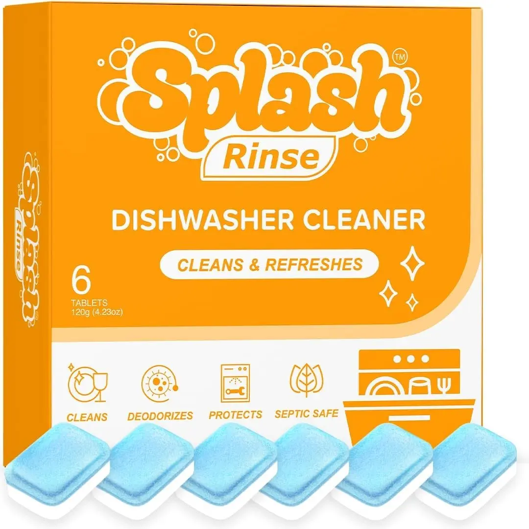 Splash Rinse Dishwasher Cleaner Tablets - Deep Cleaning For All Dishwasher Machine Models