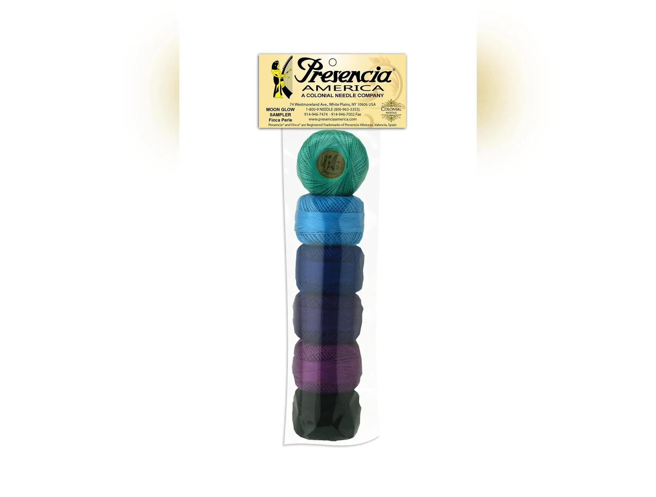 Presencia Pearl Cotton Thread Sampler - Sashiko, Embroidery & Quilting - Moon Glow- Size 8-6 Colors - 77 Yard Balls