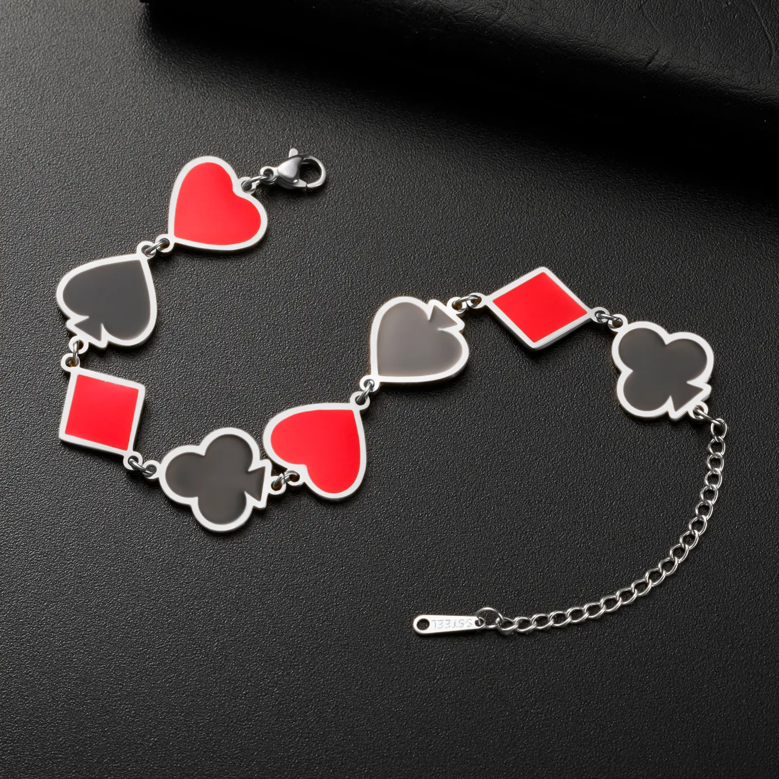 Cazador Poker Card Spade Heart Club Diamond Charms Bracelets for Women Stainless Steel Hand Bracelet Jewelry Gift 2026 Wholesale