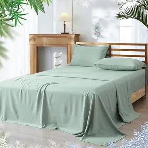 Cooling Queen Size, Rayon Derived from Bamboo  Polyester,  Wrinkle Free Silky, Wider Elastic Band, 16" Deep Pocket  Pillowcase, Sage Green