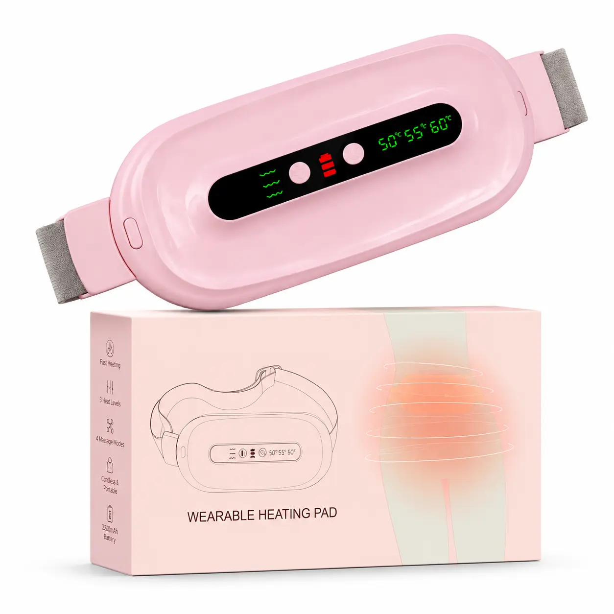 Cordless Heating Pad for Period Cramps Women Menstrual Heating Pad with Vibration Massage 3 Heat Levels 2200mAh Rechargeable Battery Belly Wrap Pain Relief  Ideal Gift for Girlfriends' Mothers
