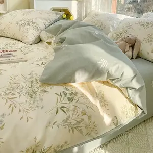4 count Duvet Cover Set-   Comfort Duvet Cover Set,Include a Duvet Cover,a Deep Pocket Fitted Sheet,2 Pillow Shams  Bedding with Zipper Closure for  Season (, Floral)