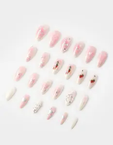 NEVER HAVE  Womens I EVER Strawberries N Crème Almond Press-On Nails, Pink