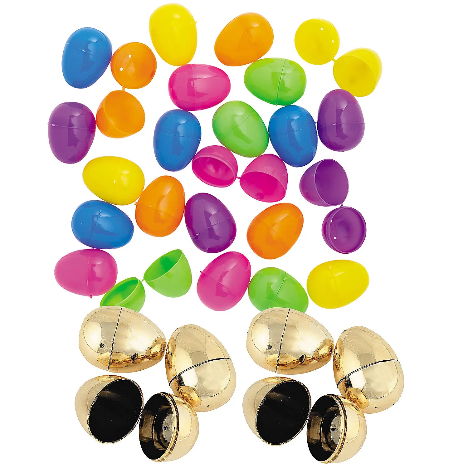 Colorful Bright & Golden Plastic Easter Egg Assortment - 156 Pc.