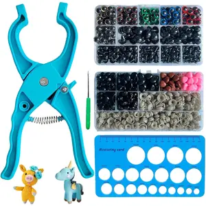 Upgraded Safety Eye Tool for Attaching Safety Eyes for Crocheting,with 915 count Safety Eyes and Noses,Sizer Tools for 10-30mm Stuffed  Safety Eyes Doll Making Supplies(Blue)
