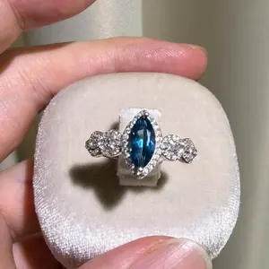 S925 sterling silver ring, Natural Topaz gemstone, Marquise shape adjustable size, set size wirh a 10*5mm, high quality setting Engagement Ring, Elegant and Luxurious for Women, as Wedding&Birthday Gift, Perfect for Daily Wear and Party,