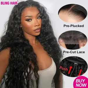 Bling Hair 13x4 13x6 Glueless Deep Wave Wig Real Human Hair Wigs For Women With Drawstring Pre Plucked Lace Frontal Wig