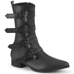 Demonia Men's Warlock-110-B Black Vegan Leather Knee-high Boots