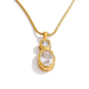 Luna Bezel Necklace Water Resistant