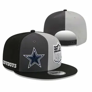 New Era Dallas Cowboys Gray Black White 59FIFTY Fitted Hat with Embroidered Star Logo, Flat Brim, Side Cowboys Text and Adjustable Back Closure