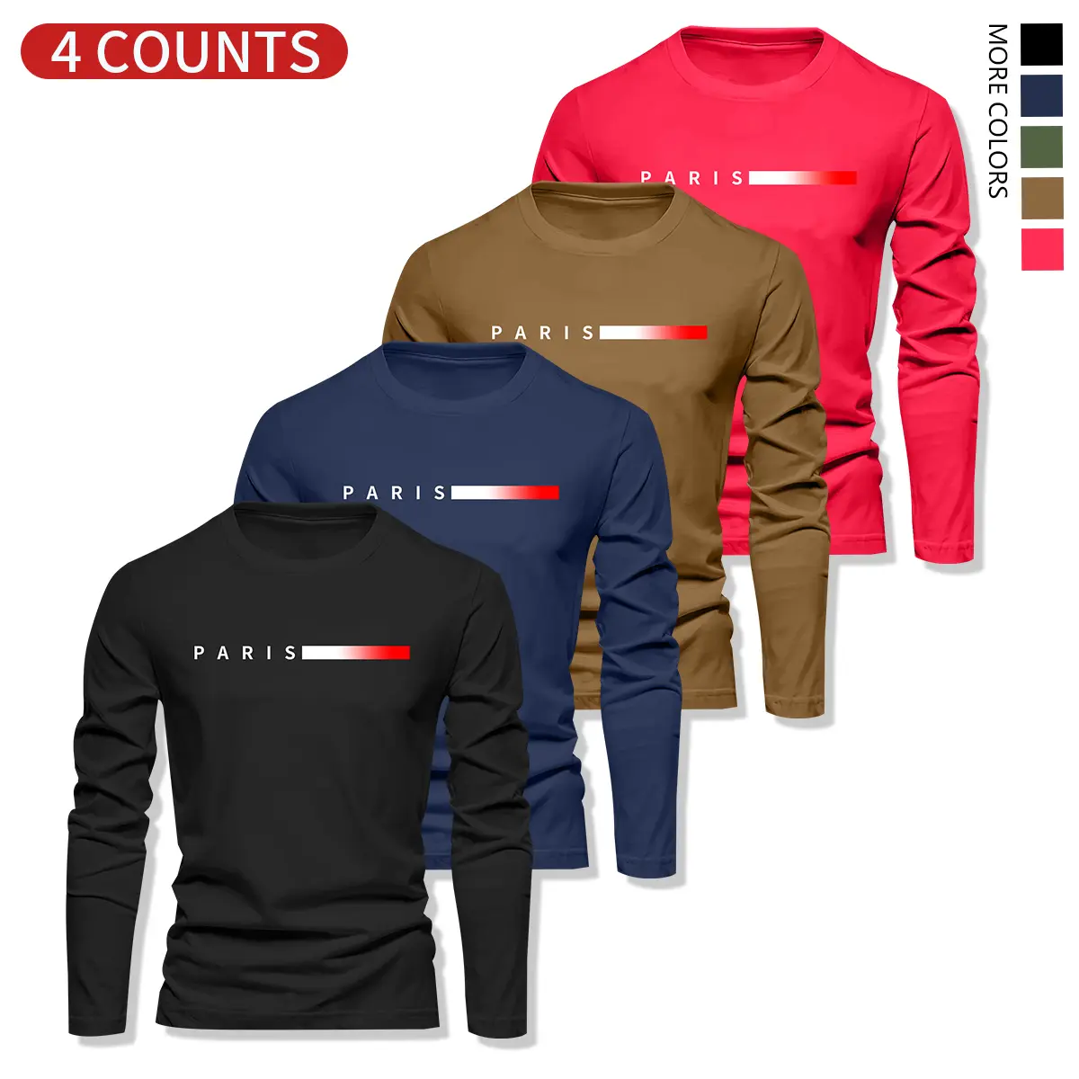 Men's Mock Neck Long-Sleeve Tshirt - Autumn Winter, Plain, Letter Print, Fitted Cut Leisure Wear - Ideal for Casual Outings, Daily Activities, M