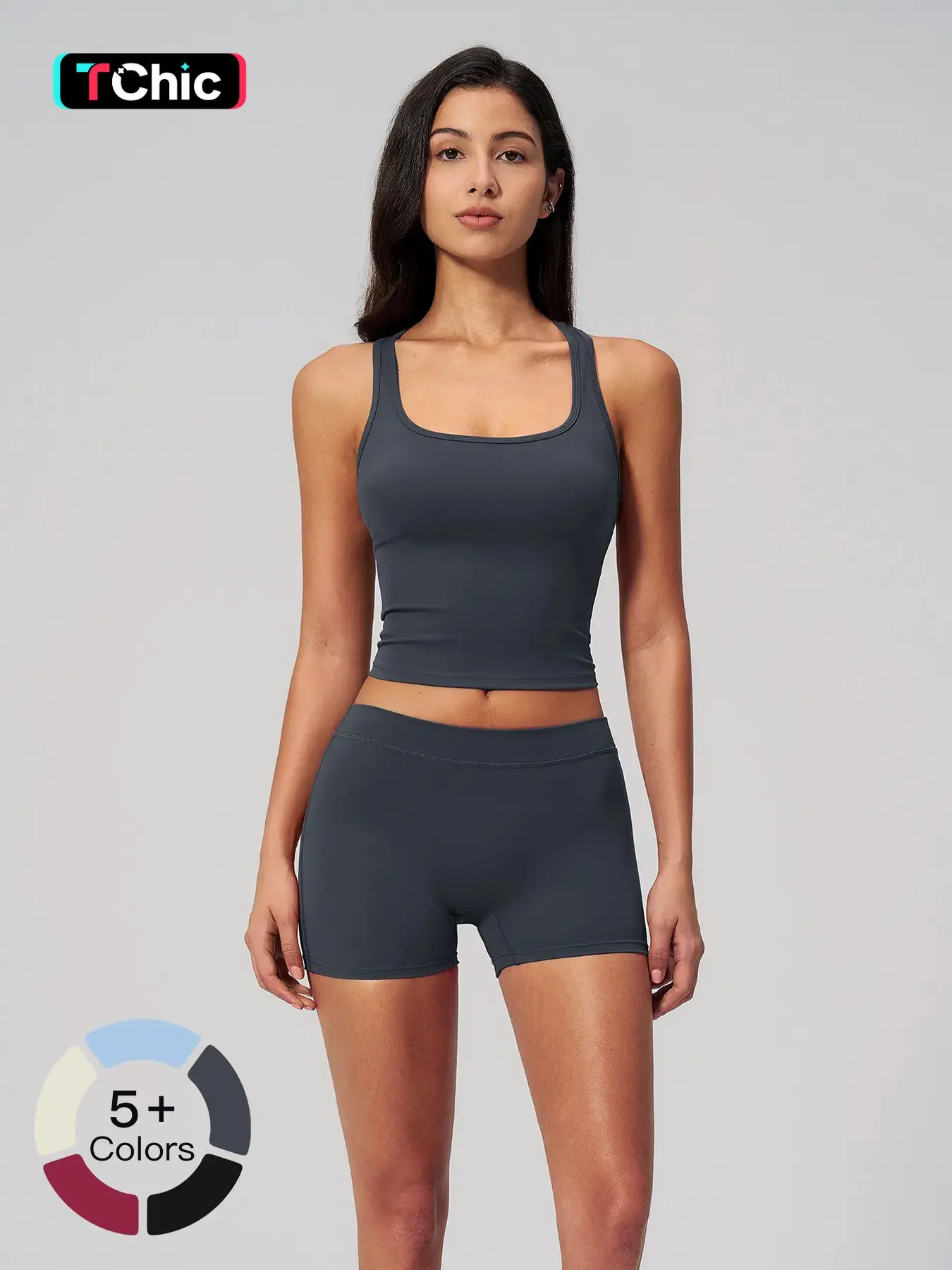 Women's Yoga Set, Fleece Square Neck Backless Outerwear, Running Fitness Low Waist Butt Lifting Sportswear, Comfortable Workout, Activewear Shorts Set, High Stretch Activewear, Athletic Sportswear
