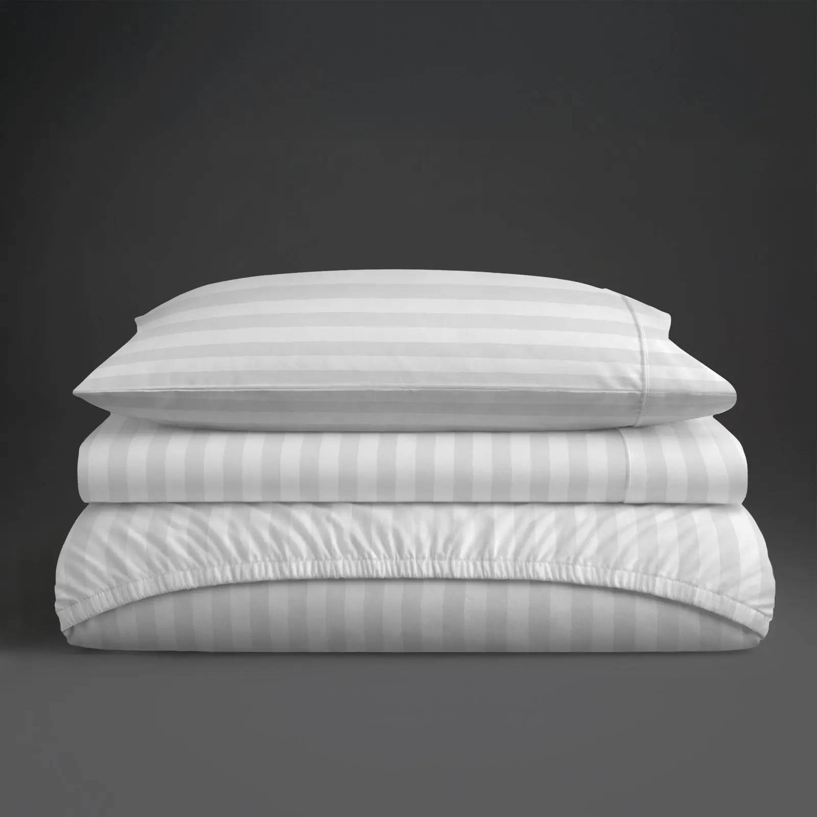 Pizuna 300 Thread Count 100% Long Staple Cotton Striped Bed Sheet Set, Soft, All Seasons, Home Washable, Machine Washable Stripes Bedding Linen