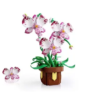 Orchid Building Block Toy, 320+ Pieces, Potted Orchid Building Kit, Model Building Block Set, Model Building Toy, Desktop Flower Decoration, Home Decor, Indoor Home Office Decoration, Christmas/Birthday Gift for Ages 6+.