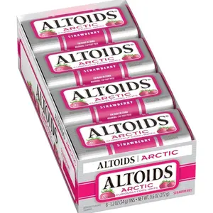ALTOIDS Arctic Strawberry Breath Mints Hard Candy Bulk, 1.2 oz Tin (Pack of 8)