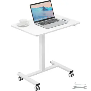 VEVOR Mobile Standing Desk, 28"-44" Gas-Spring Height Adjustable Sit-Stand Desk, 4 360° Swivel Wheels (2 Lockable) Portable Rolling Laptop Table Computer Cart for Home Office School, 40LBS Loading