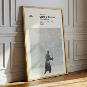 Game of Thrones Poster, Winter Is Coming Print, Minimalist TV Show Art, Mid Century Modern Wall Decor, Jon Snow Fantasy Wall Art