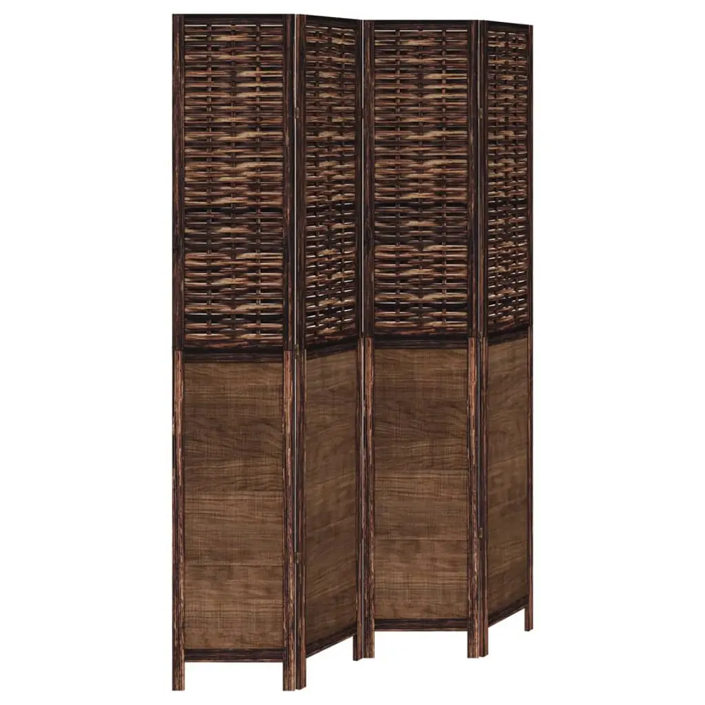 vidaXL Room Divider 4 Panels, Privacy Screen, Room Separator for Bedroom Office, Foldable Room Partition, Dark Brown Solid Wood Paulownia 358708