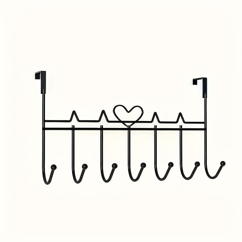 Space-Saving Metal Door Hanging Storage Rack, Easy Installation, Ideal for Towels, Clothes and Hats, No Drilling Required, Iron Art Design