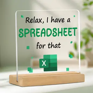 Acrylic Desk Decor Sign, Relaxing Office Home Decoration Gift, Fun Spreadsheet Design, Desktop Accessory for Workspaces & Homes, Decorative Plaque, Novelty Desk Decor