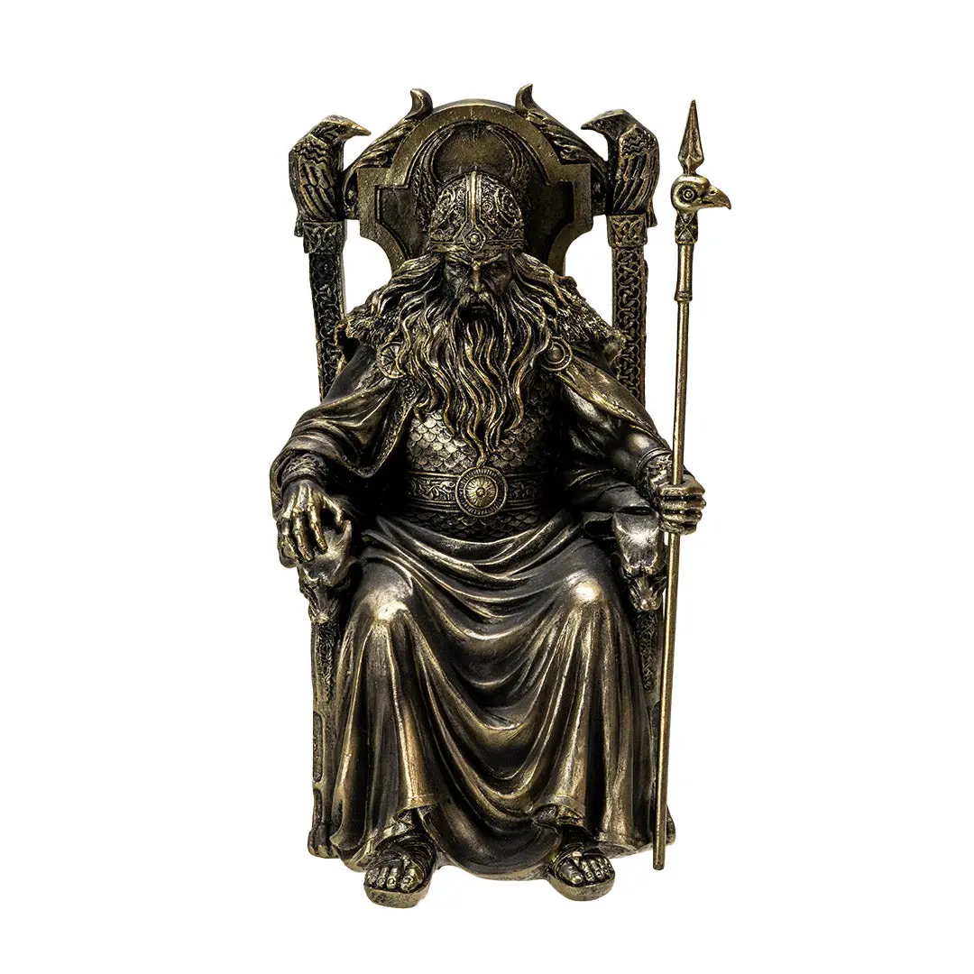 Odin The Allfather Norse God Statue – Viking Throne Cold Cast Bronze Figurine