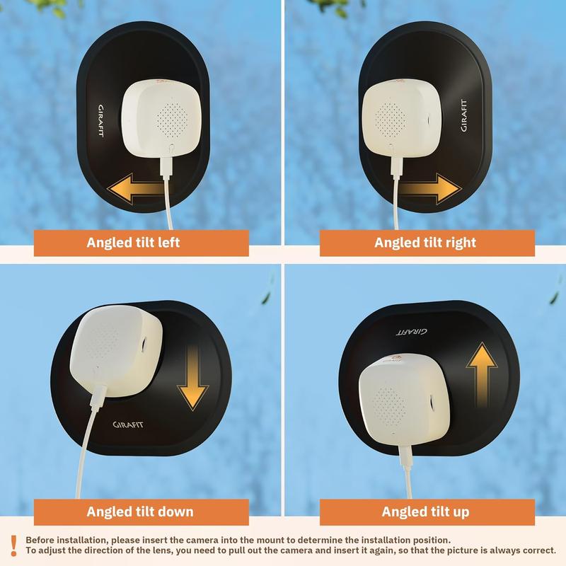 Window Mount for Girafit Window Camera W150,W550s, Adjustable Angle Tilt, No Screws, No Reflections, Self-Adhesive, Damage-Free Installation for Outdoor Monitoring, Windows/Door Bracket Holder