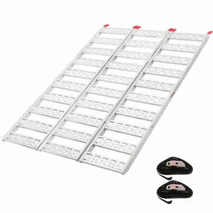 1500lbs Heavy Duty Tri-Fold Aluminum Loading Ramp for Pickup Truck ATV UTV Motorcycle Lawn Mower Dirt Bike Trailer 76" x 50" Portable Folding Ramp with Safety Straps