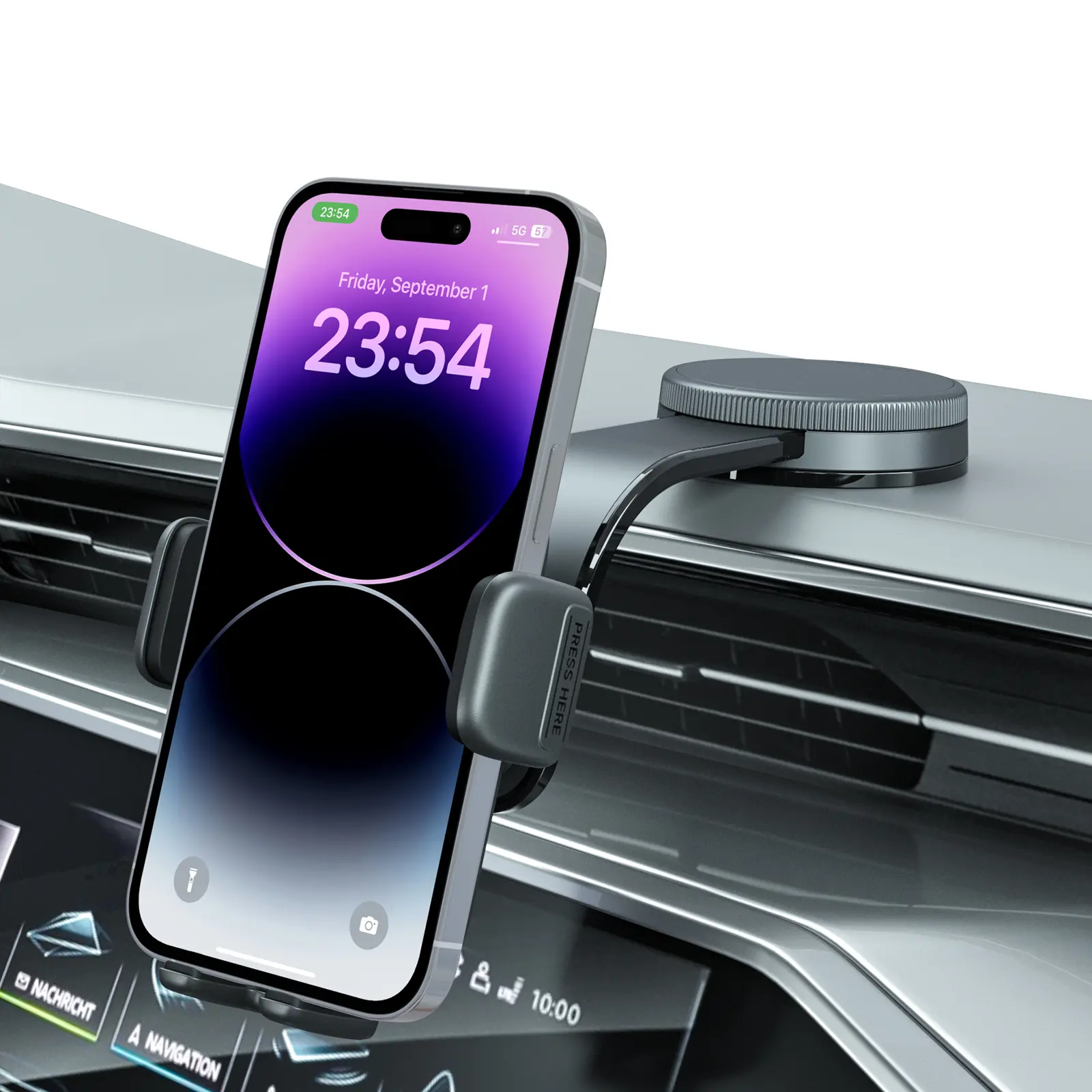 COOEXES Car Phone Holder, 360°Rotation Vacuum Suction Cup Phone Mount - 108LBS Nano Gel for Car, Bendable Arm & One-Hand Release, Truck Phone Holder for iPhone 17 Pro Max Samsung Android