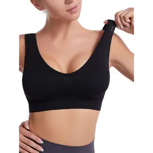 Women's Seamless Sports Bra with Pad-Breathable, High Elasticity, No Steel Ring Mesh Yoga Running Top, Solid Color Sportswear