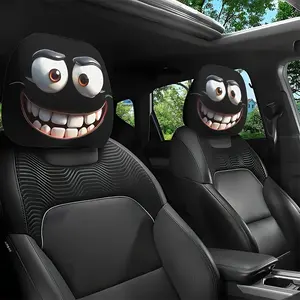 2pcs Funny And Interesting Smiling Car Pillowcases, Car Seat Cover Decorations, Universal Car Seat Cover Decorations, Fun Decorations for Long-Distance Travel Cars, Car Seat Decorative