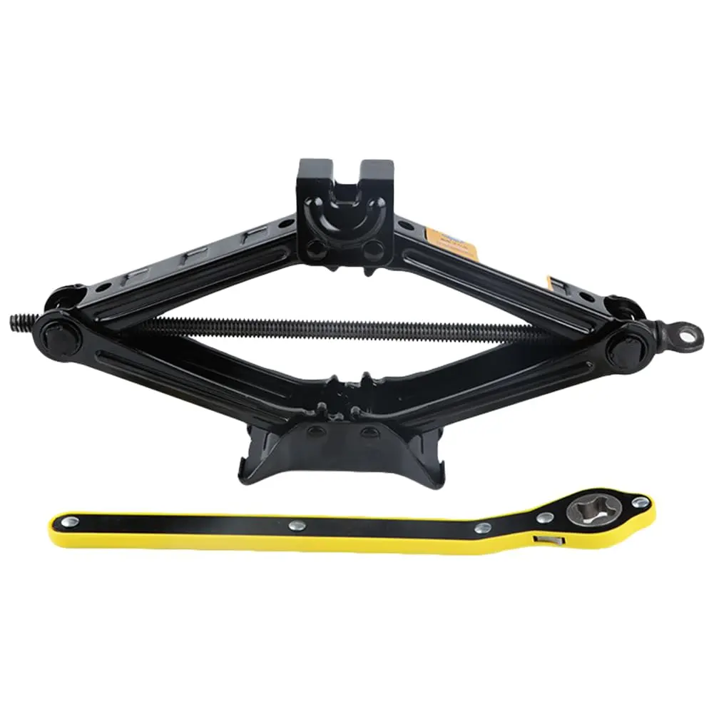 Powerful 2-Ton Car Jack Kit with Ratchet Handle Scissor Jack for Emergency Tire Change and Roadside Assistance 4409 lb Capacity Robust Steel Construction Compact Portable Design