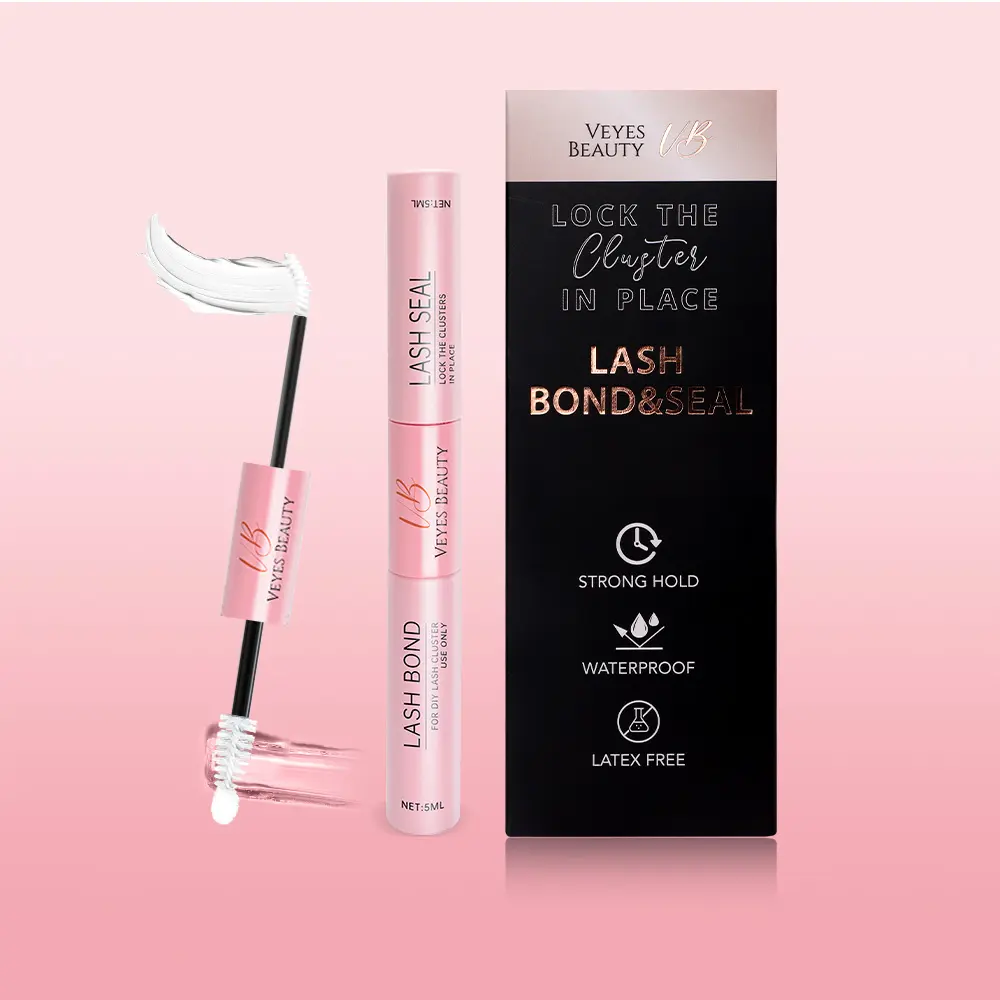 VEYESBEAUTY Vegan Cosmetic Lash Bond and Seal with Biotin & Vitamin E, Waterproof Sensitive Skin Eyelash Adhesive for DIY Lash Cluster Extensions, 72hr+ Wear, Natural Black, 10ml (False Eyelashes & Adhesives), Lash Extensions, Liquid