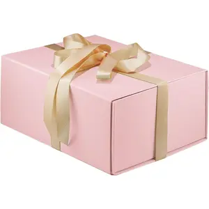 Pink  Box,9" X 7" X 4" with Ribbon for Presents  Closure  Packaging for Christmas, Halloween, Birthday