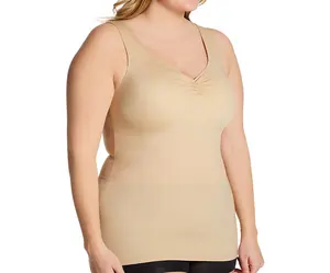INSTANT FIGURE Plus Size Shirred Tank Top Shapewear WT40011C – Seamless Slimming Compression Tank for Women, Tummy Control Shaping Top with High Back Support, Shirred Bust Comfort, 4-Way Stretch Nylon Spandex, Invisible Under Clothes, Made in USA