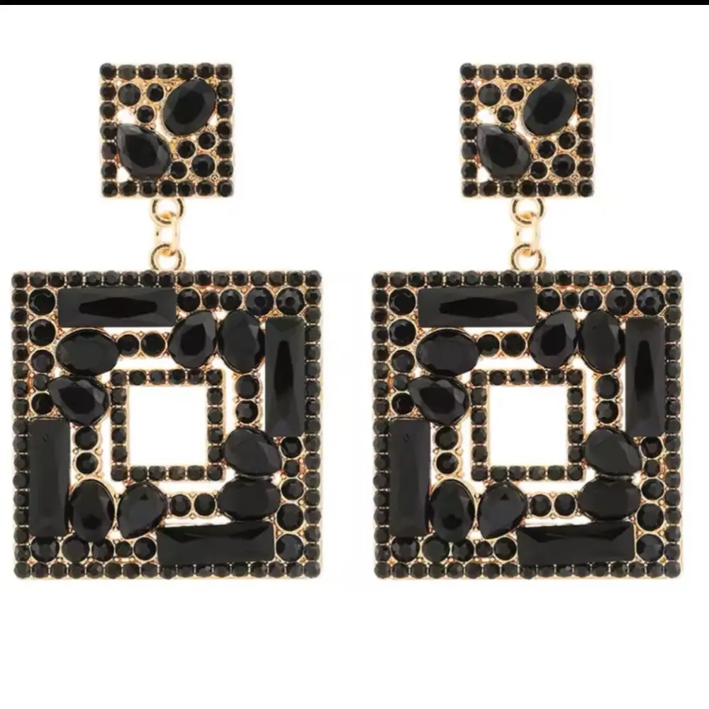 Elegant Diamond Square Earrings