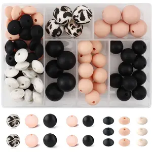 79pcs Silicone Beads Assorted Patterns, Includes 15mm and 12mm Flat Silicone Beads, Perfect for Keychains and Pen Bracelets Crafts, DIY Mix Beads, DIY Galaxy Beads, Beaded Set, Beads Set