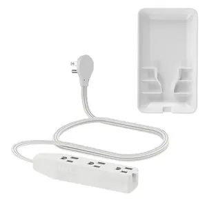 Protective Power Strip with 3 Ac Outlets, Wall Mounted Extension Cord, Safety Plug Board for Home Use