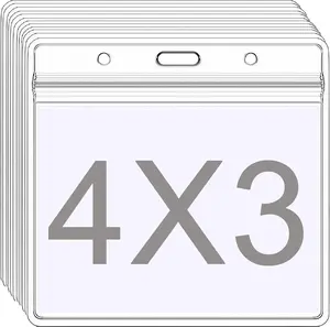 12 Pack Badge Holders Card Protector 4 X 3 Badge Holder Large Horizontal 3x4 Name ID Holders Clear Plastic,for Large Name Tags Holder