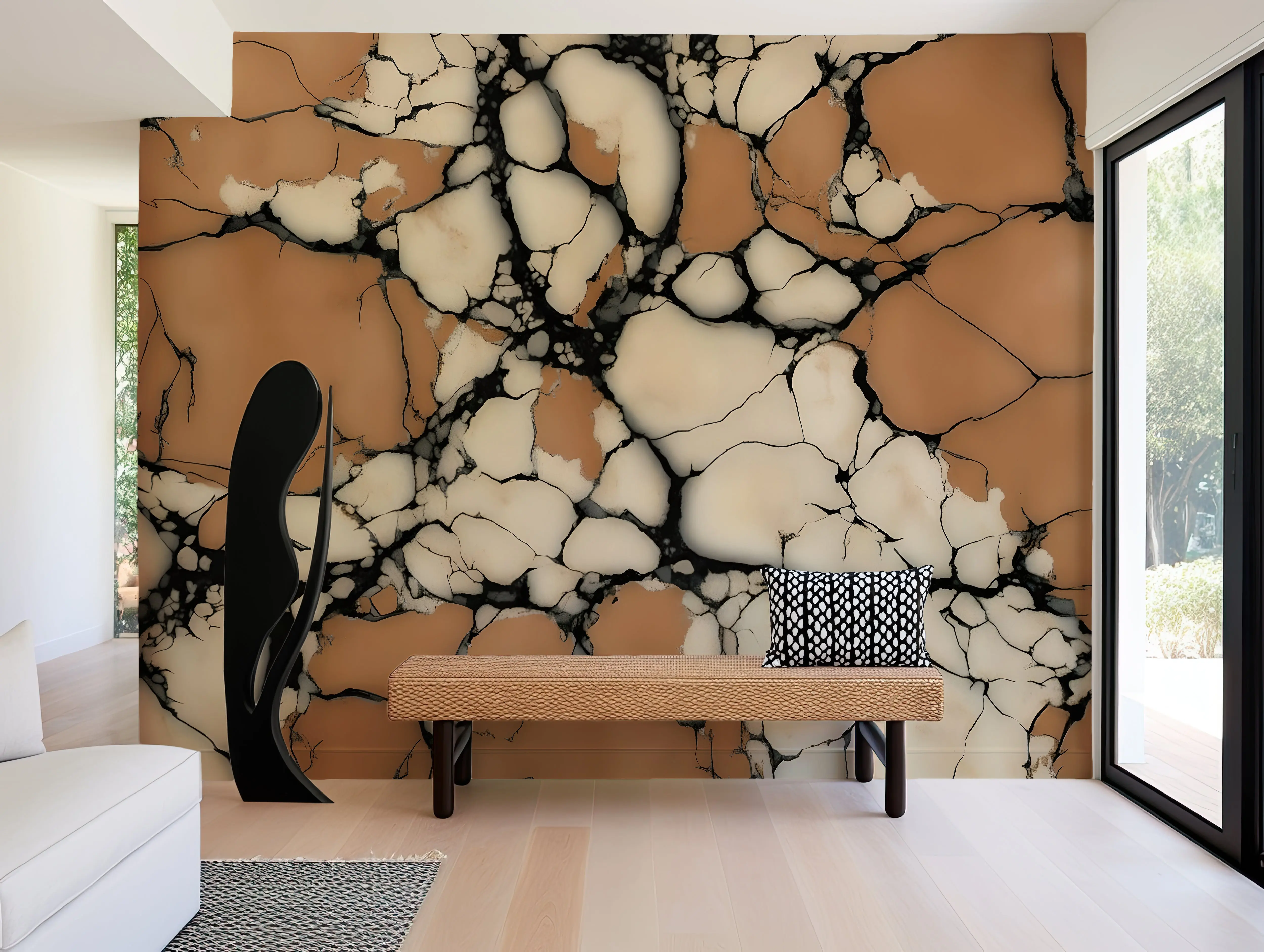 Terracotta Stone — Abstract Luxury Wallpaper Mural