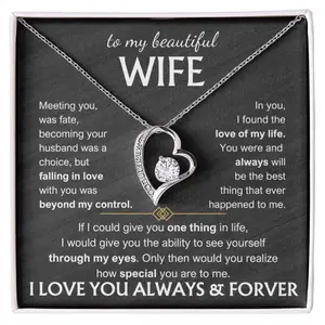 To My Beautiful Wife, Meeting You Was Fate, I Love You Always & Forever Necklace