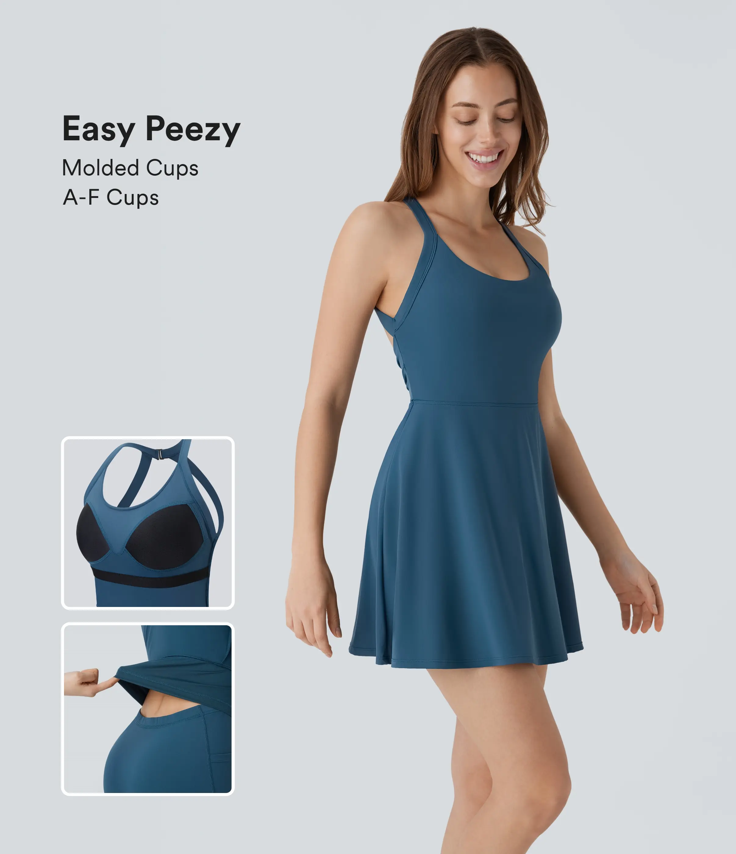 Halara Softlyzero Airy Molded Cups Backless Twisted InstantCool Dance Active Dress-Easy Peezy Edition