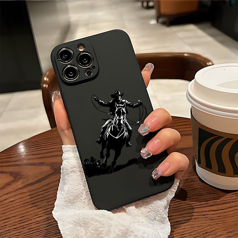 Cowboy silhouette on horseback UV printing soft phone case 360 degree full protection phone cover for iPhone 11 12 13 14 16 pro max 15 XR X/Xs 7 8 plus se mini