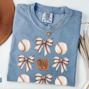 Comfort Colors Coquette Baseball Shirt, Baseball Mom Shirt, Womens Baseball Shirt, Baseball Lover Shirt, Baseball Season, Baseball Bow Gift